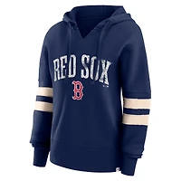 Sweat à capuche Fanatics pour femmes, bleu marine, Boston Red Sox, Bold Move, col cranté, hanche haute