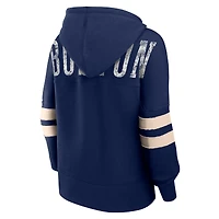 Sweat à capuche Fanatics pour femmes, bleu marine, Boston Red Sox, Bold Move, col cranté, hanche haute