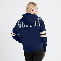 Sweat à capuche Fanatics pour femmes, bleu marine, Boston Red Sox, Bold Move, col cranté, hanche haute
