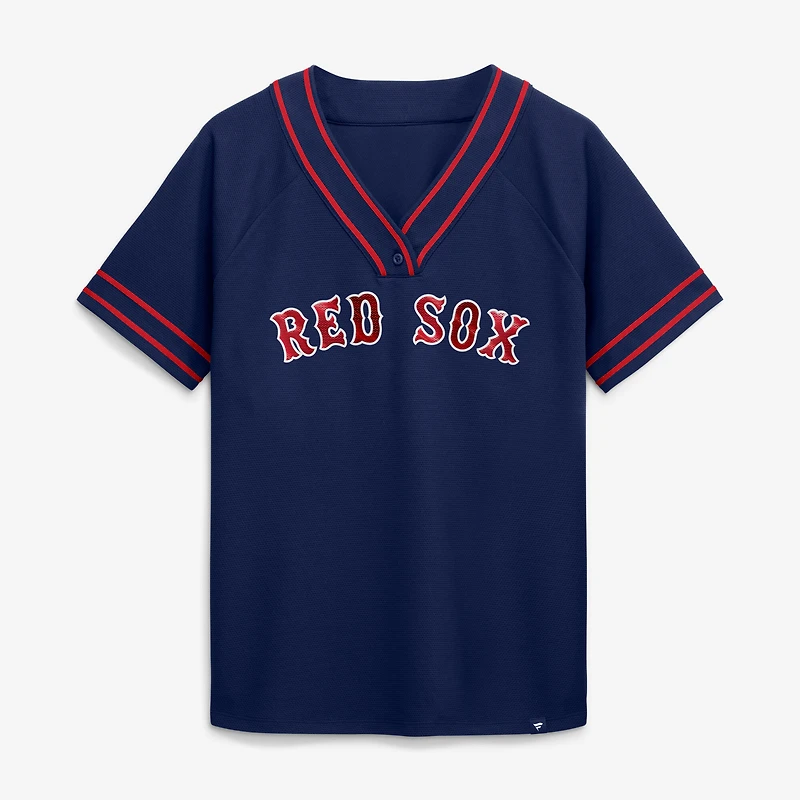 T-shirt raglan à col en V Fanatics Navy Boston Red Sox Diva Race Ahead pour femme