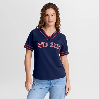 T-shirt raglan à col en V Fanatics Navy Boston Red Sox Diva Race Ahead pour femme