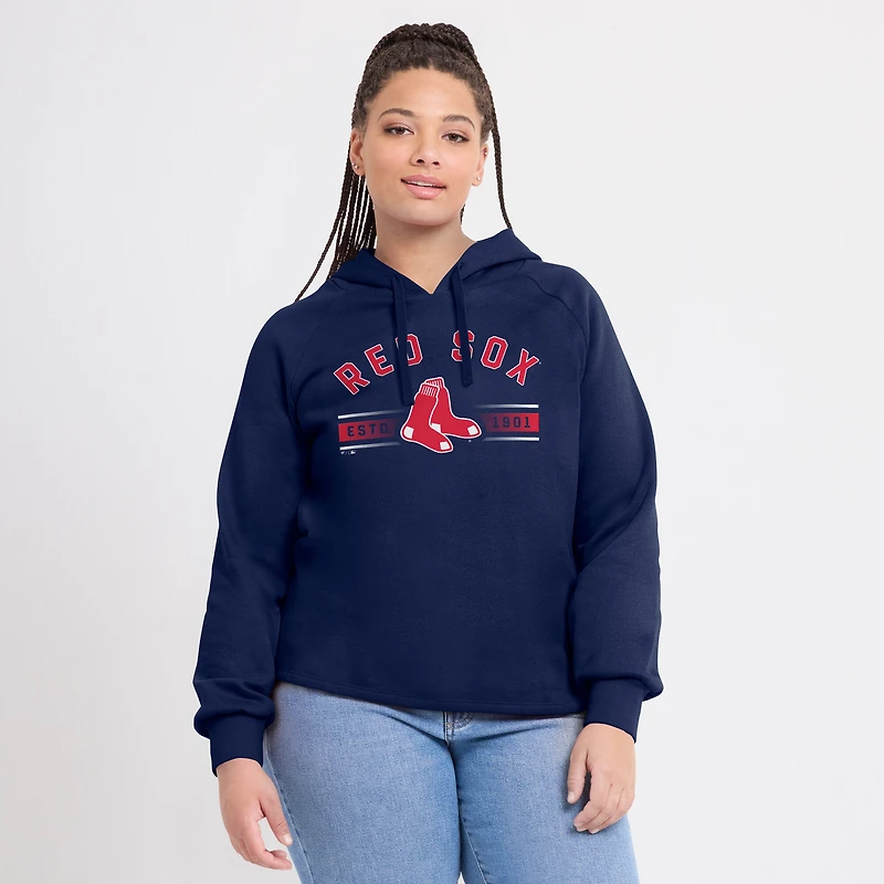 Women's Fanatics Navy Boston Red Sox Perfect Play Raglan Pullover Hoodie