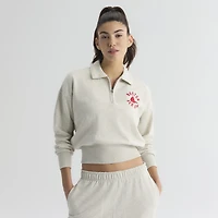 Women's Fanatics Oatmeal Heather Boston Red Sox Iconic Terry Quarter-Zip Sweatshirt