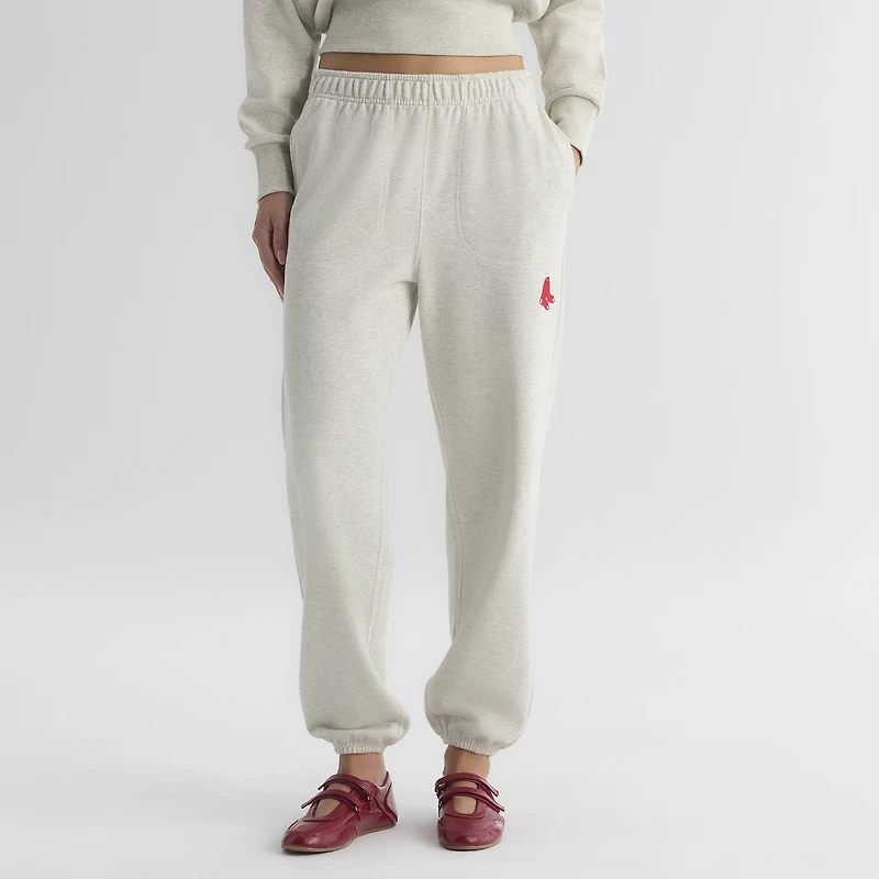 Pantalon de survêtement Fanatics pour femmes, couleur avoine chinée, Boston Red Sox, motif emblématique en éponge