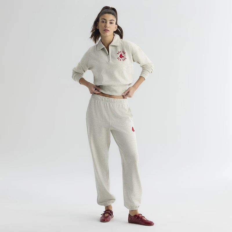 Pantalon de survêtement Fanatics pour femmes, couleur avoine chinée, Boston Red Sox, motif emblématique en éponge