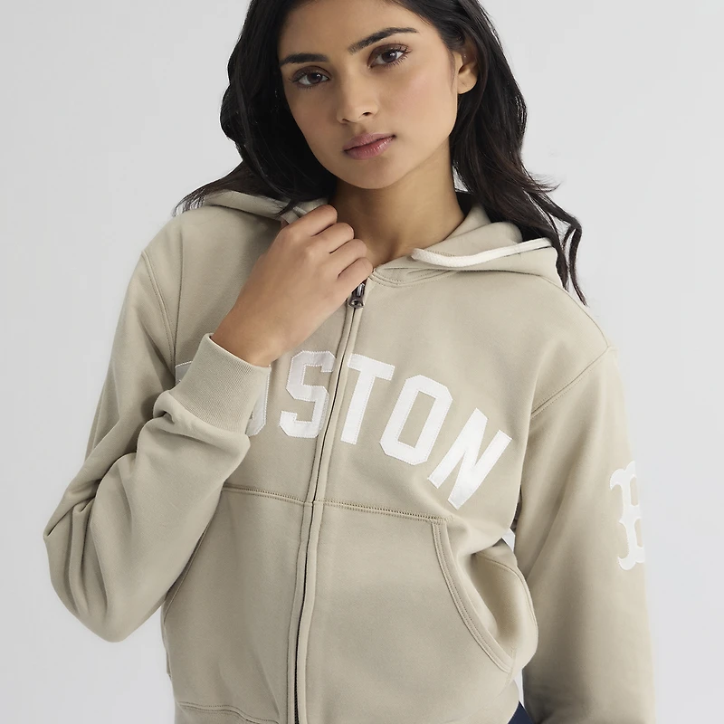 Women's Fanatics Sepia Tint Boston Red Sox Iconic Terry Full-Zip Hoodie