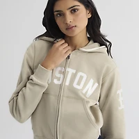 Women's Fanatics Sepia Tint Boston Red Sox Iconic Terry Full-Zip Hoodie