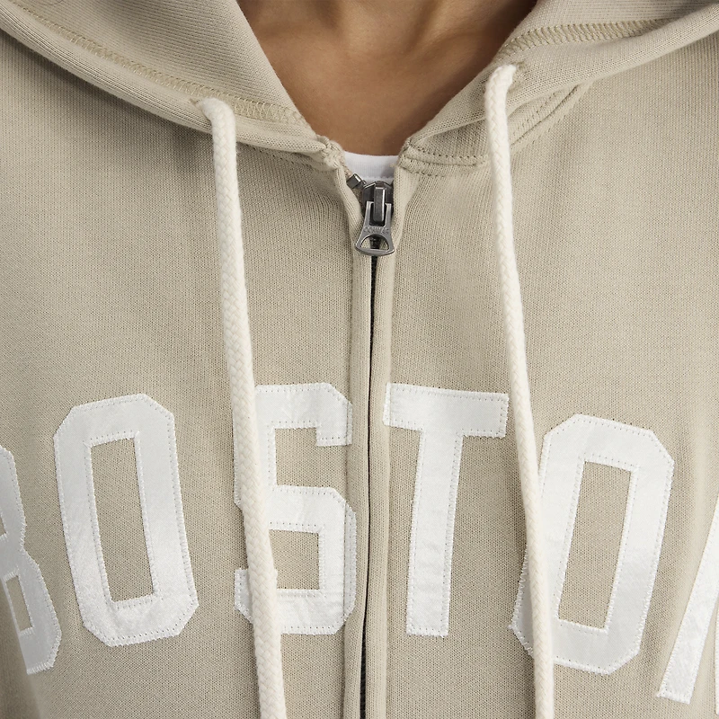 Women's Fanatics Sepia Tint Boston Red Sox Iconic Terry Full-Zip Hoodie