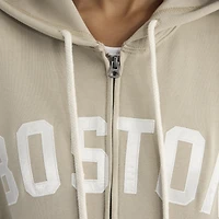 Women's Fanatics Sepia Tint Boston Red Sox Iconic Terry Full-Zip Hoodie