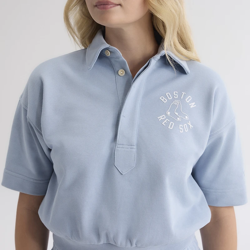 Women's Fanatics Sky Blue Boston Red Sox Iconic Short Sleeve Polo Sweatshirt