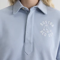Women's Fanatics Sky Blue Boston Red Sox Iconic Short Sleeve Polo Sweatshirt
