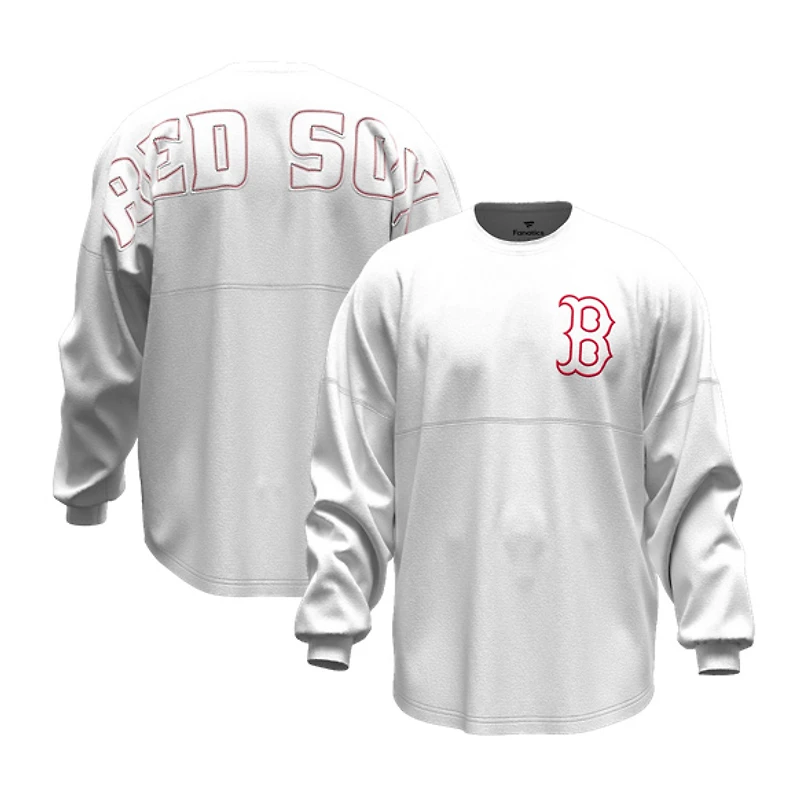 Women's Fanatics White Boston Red Sox Baseball Stitch Spirit Jersey Long Sleeve T-Shirt
