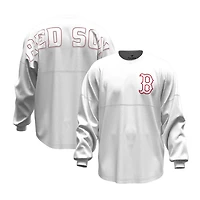 Women's Fanatics White Boston Red Sox Baseball Stitch Spirit Jersey Long Sleeve T-Shirt