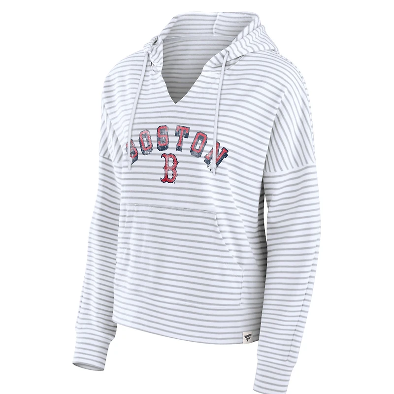Sweat à capuche rayé blanc Fanatics pour femmes des Red Sox de Boston