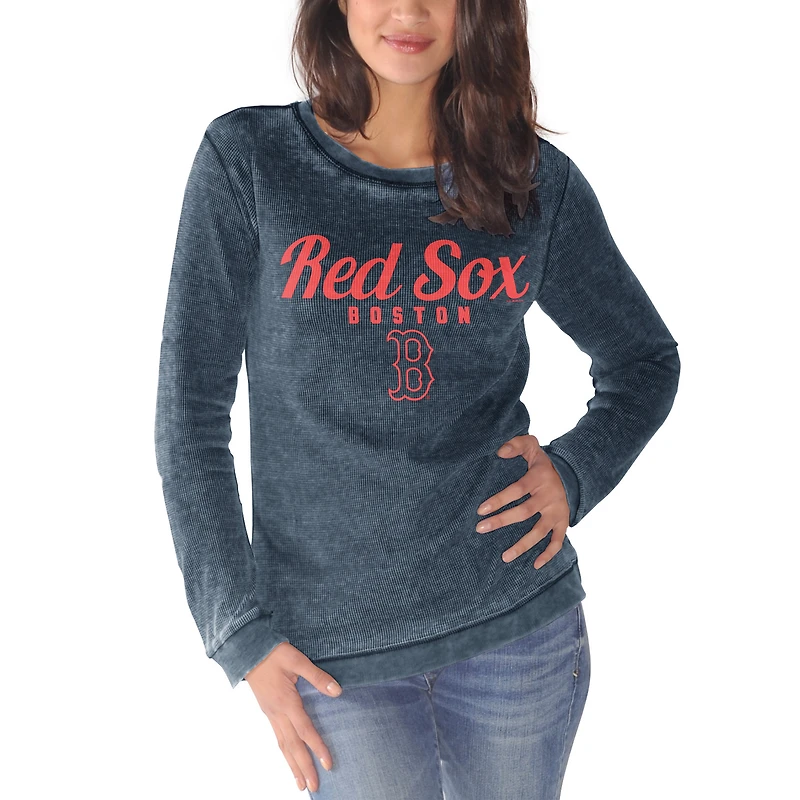 Chandail à enfiler confortable en cordon Boston Red Sox G-III 4Her by Carl Banks pour femme, bleu marine