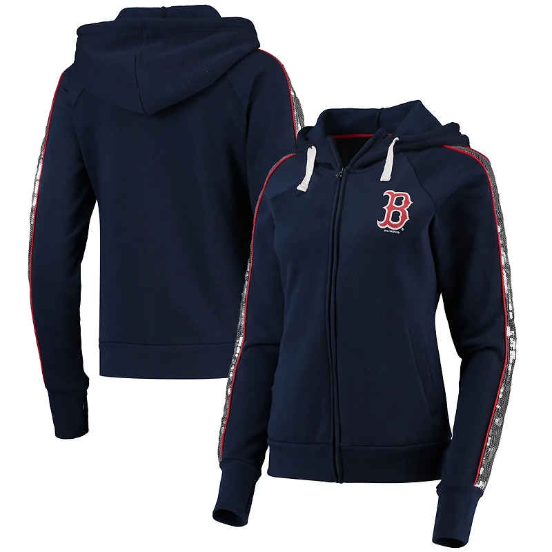 Sweat à capuche zippé intégral G-III 4Her by Carl Banks Boston Red Sox Game Changer Raglan pour femme