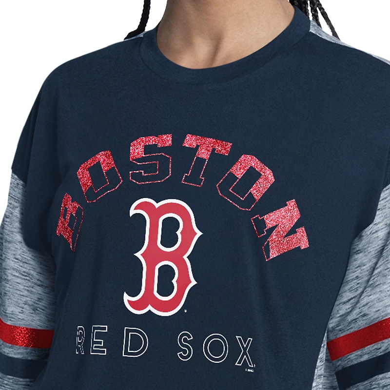 Women's G-III 4Her by Carl Banks Navy Boston Red Sox Off-Season Oversized Top
