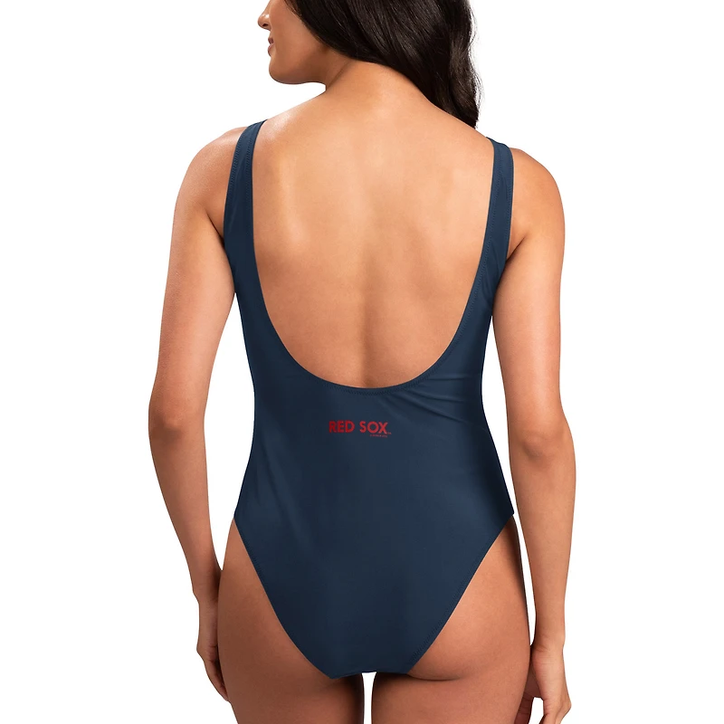 Women's G-III 4Her by Carl Banks Navy Boston Red Sox One-Piece Swimsuit
