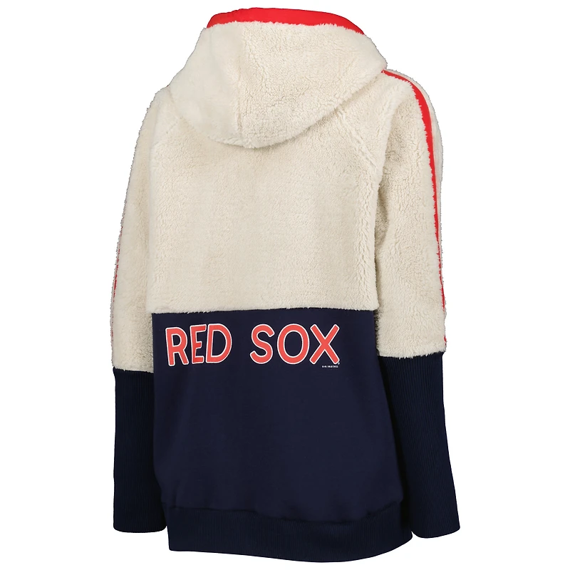 Sweat à capuche Raglan pour femme G-III 4Her by Carl Banks Oatmeal/Marine Boston Red Sox Shuffle It