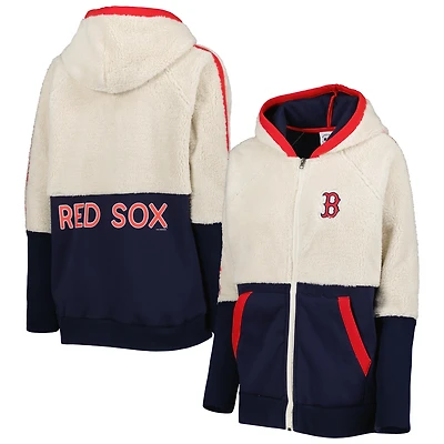 Sweat à capuche Raglan pour femme G-III 4Her by Carl Banks Oatmeal/Marine Boston Red Sox Shuffle It