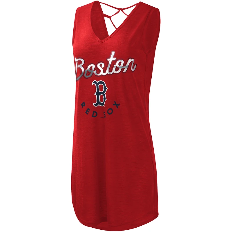 G-III 4Her by Carl Banks pour femme - Robe rouge Boston Red Sox Game Time Burnout Beach à col en V