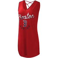 G-III 4Her by Carl Banks pour femme - Robe rouge Boston Red Sox Game Time Burnout Beach à col en V