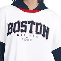 Women's G-III 4Her by Carl Banks  White/Navy Boston Red Sox Key Player Oversized Hooded Long Sleeve T-Shirt