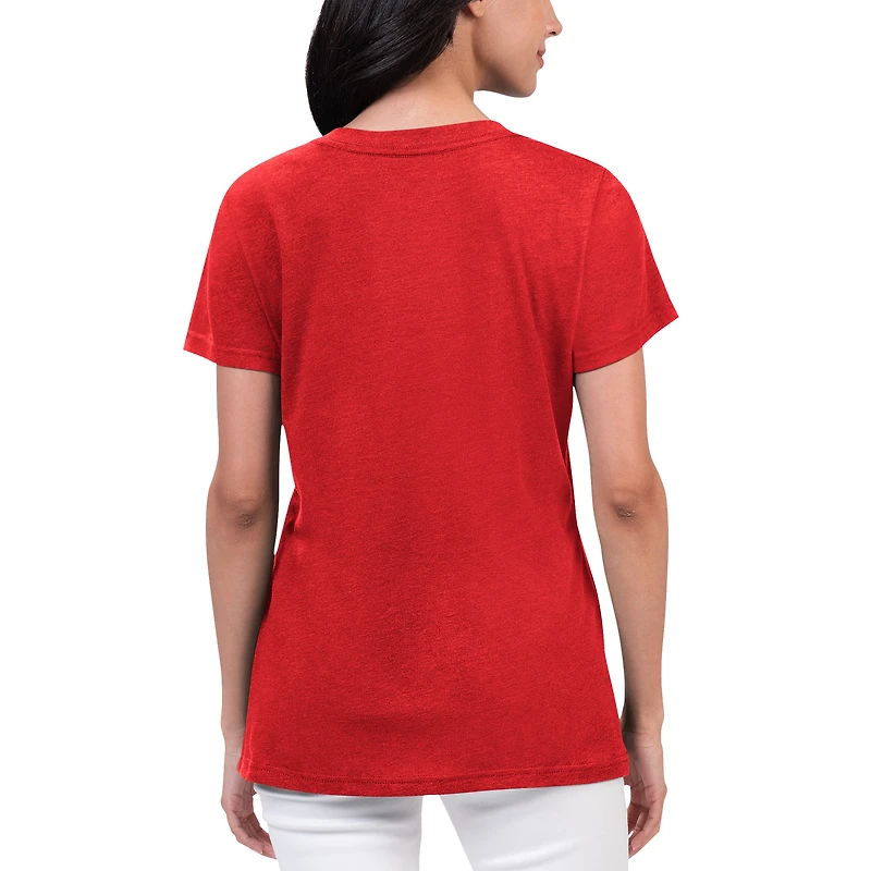 T-shirt à col en V G-III Sports by Carl Banks pour femmes, rouge Boston Red Sox Key Move