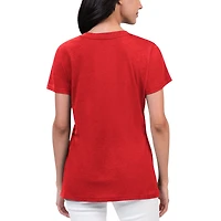 T-shirt à col en V G-III Sports by Carl Banks pour femmes, rouge Boston Red Sox Key Move