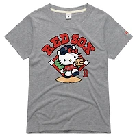 T-shirt gris pour femme Hommage Boston Red Sox Hello Kitty x MLB en mélange de trois matières