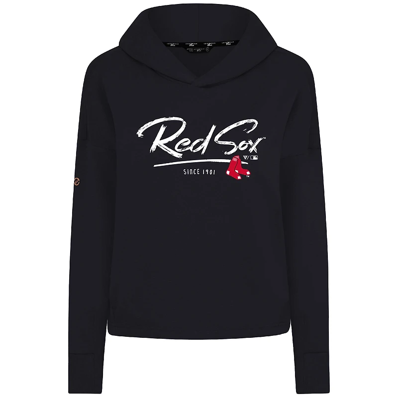Sweat à capuche court noir Levelwear pour femme, motif Accolade Sweet Express, tri-blend, Boston Red Sox