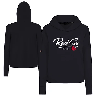 Sweat à capuche court noir Levelwear pour femme, motif Accolade Sweet Express, tri-blend, Boston Red Sox