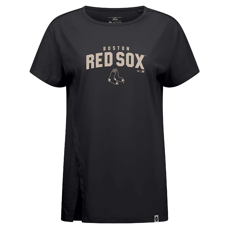 T-shirt noir Influx Team Arch pour femme de Levelwear, motif Boston Red Sox