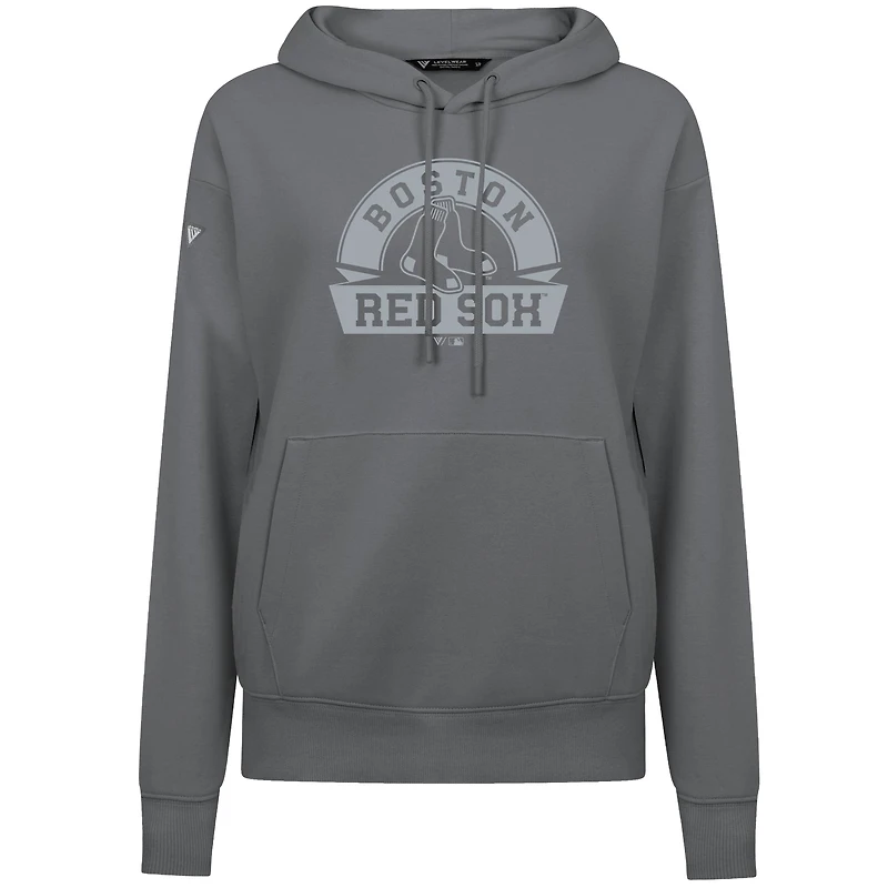 Women's Levelwear Gray Boston Red Sox Adorn Banner Arch Pullover Hoodie