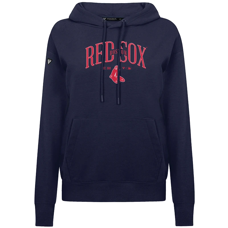 Sweat à capuche imprimé Boston Red Sox bleu marine pour femme Levelwear Adorn Throwback Spellout