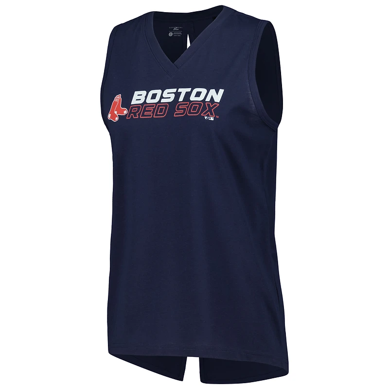 Women's Levelwear  Navy Boston Red Sox Paisley Chase V-Neck Tank Top
