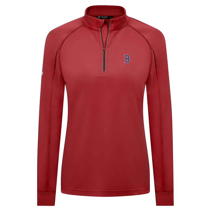 Women's Levelwear Red Boston Sox Kinetic Insignia 2.0 Raglan Quarter-Zip Top