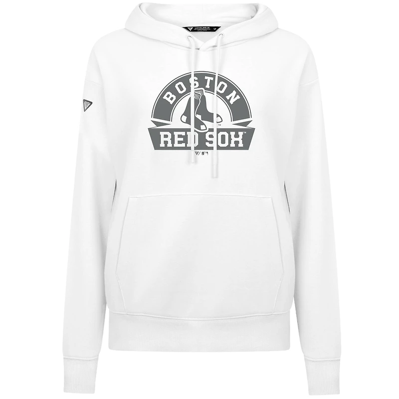 Women's Levelwear White Boston Red Sox Adorn Banner Arch Pullover Hoodie