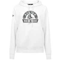 Women's Levelwear White Boston Red Sox Adorn Banner Arch Pullover Hoodie