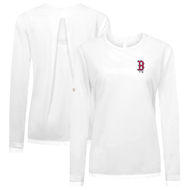Women's Levelwear White Boston Red Sox Sequoia Primary Logo Long Sleeve T-Shirt