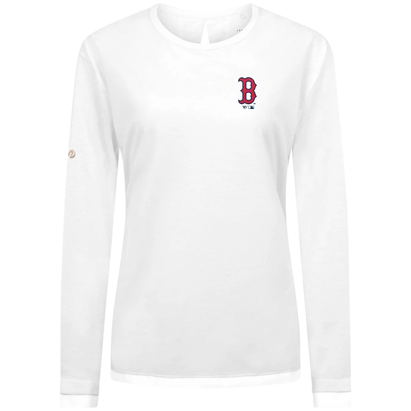T-shirt à manches longues blanc pour femme avec logo principal Sequoia des Boston Red Sox
