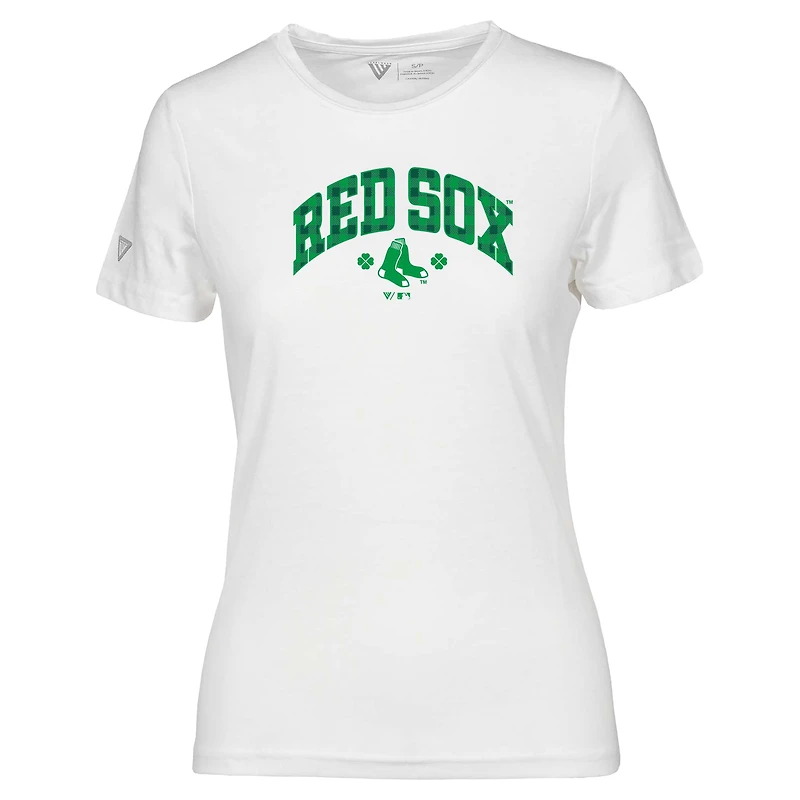 Women's Levelwear White Boston Red Sox St. Patrick's Day Maddox Plaid T-Shirt