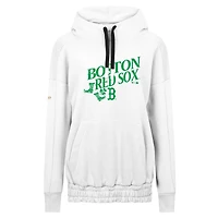 Women's Levelwear  White Boston Red Sox St. Patrick's Day Waterfall Boots Pullover Hoodie