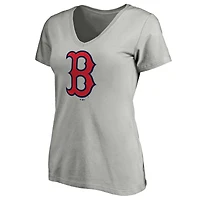 Women's Logo Athletic  Gray Boston Red Sox Official V-Neck T-Shirt