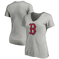 Women's Logo Athletic  Gray Boston Red Sox Official V-Neck T-Shirt