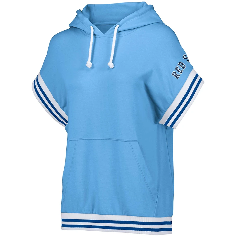 Chandail à capuchon manches courtes Mabel Tri-Blend Boston Red Sox Lusso pour femme, bleu clair