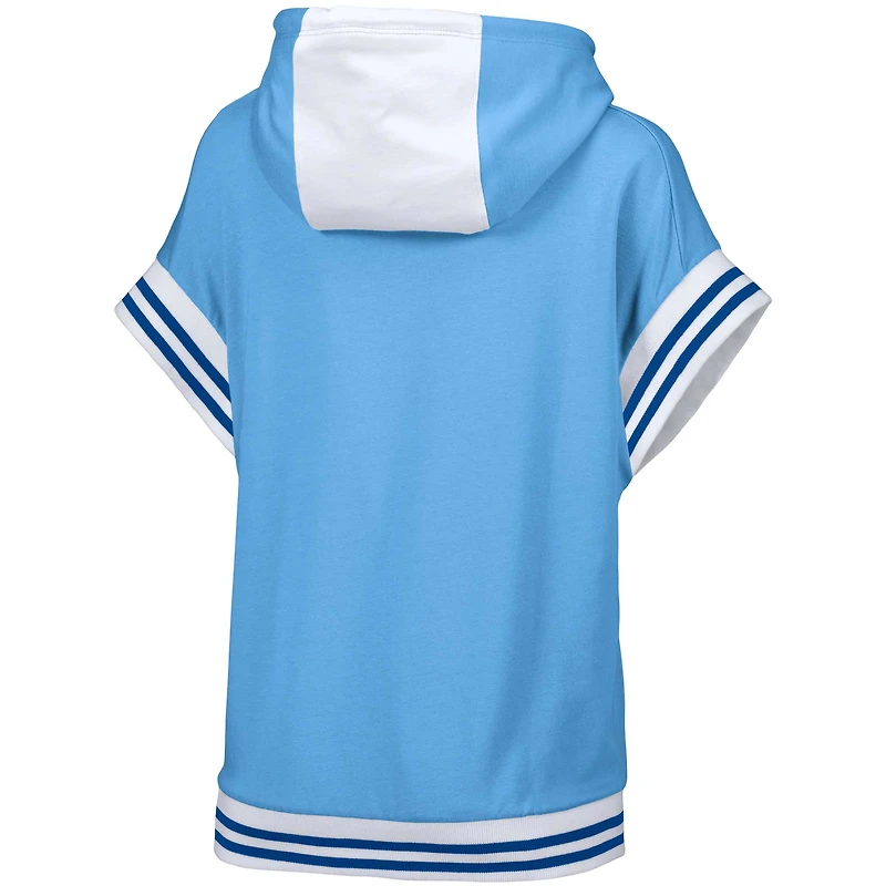 Women's Lusso  Light Blue Boston Red Sox Mabel Tri-Blend Short Sleeve Pullover Hoodie