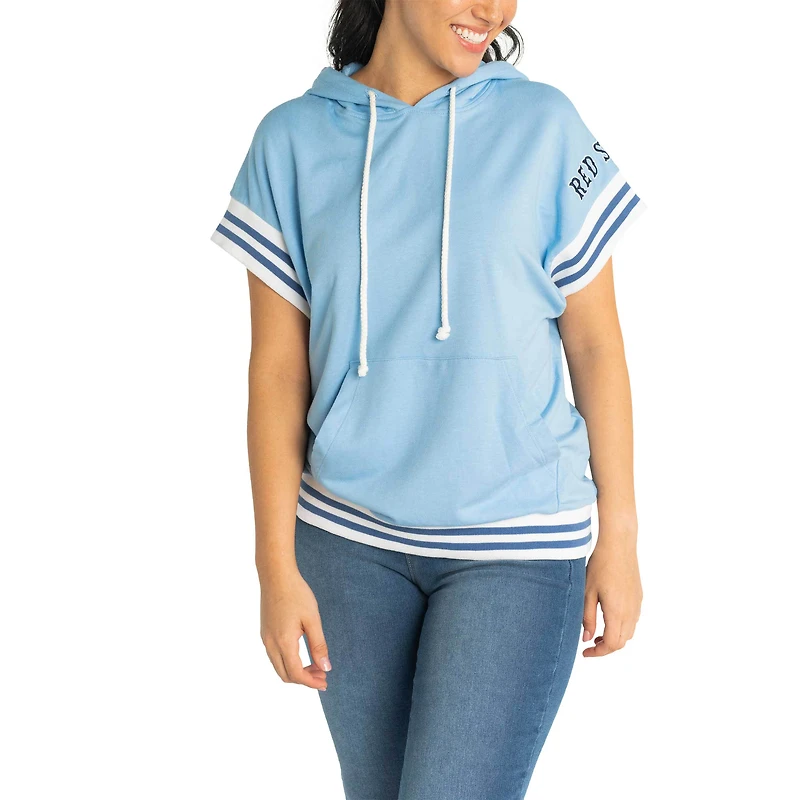 Chandail à capuchon manches courtes Mabel Tri-Blend Boston Red Sox Lusso pour femme, bleu clair