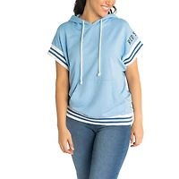 Chandail à capuchon manches courtes Mabel Tri-Blend Boston Red Sox Lusso pour femme, bleu clair