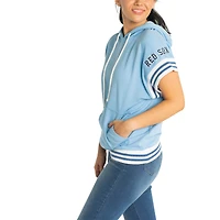 Chandail à capuchon manches courtes Mabel Tri-Blend Boston Red Sox Lusso pour femme, bleu clair